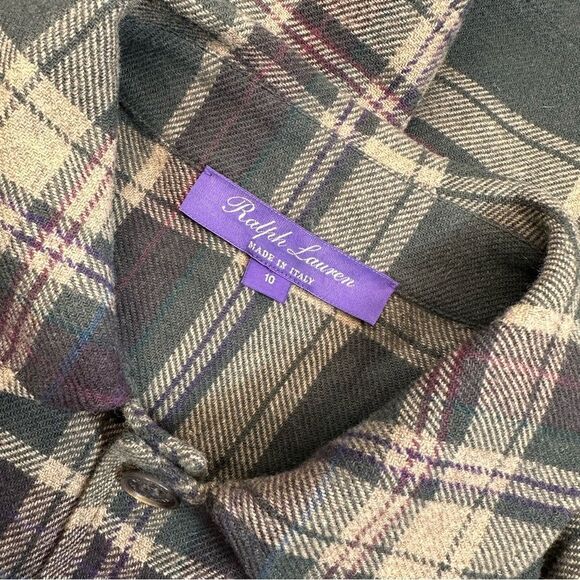 Ralph Lauren Collection Fall 2023 Andrya Olive Plaid Shirt Jacket - Picture 8 of 17